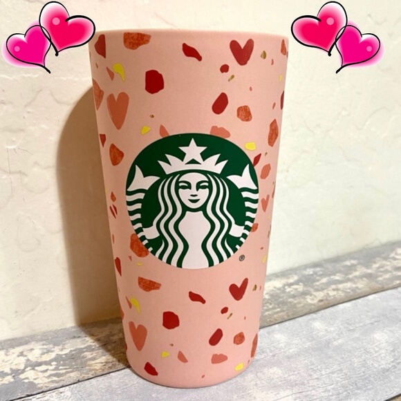 Comes with Many Fun Stickers Ideal for Valentines Day Gifts and Drinks Lovers 24 oz Tumbler Coffee Venti Doble Wall Mug with Pink Lid /& Straw NEW Starbucks Personalize Your Cup